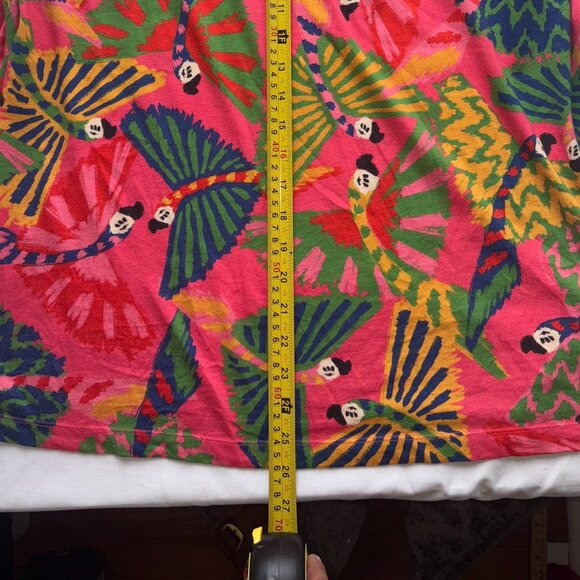 Farm Rio Coral Graphic Macaw Tropical Tee Shoulder Pads 100% Cotton LARGE - Picture 8 of 13